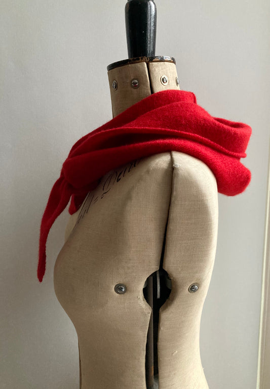 Lipstick Red: Lambswool Hooded Scarf - Grace