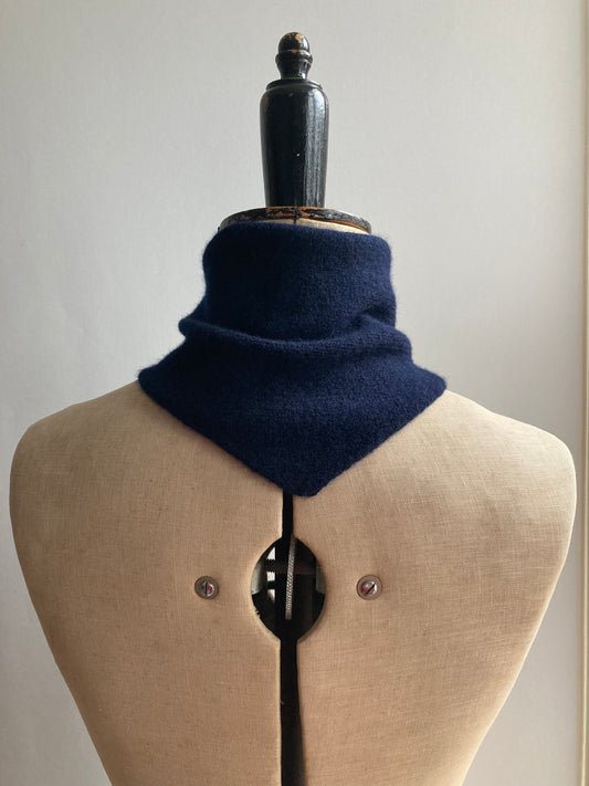 Dark Navy: Lambswool Mini Bandana Scarf - Etta