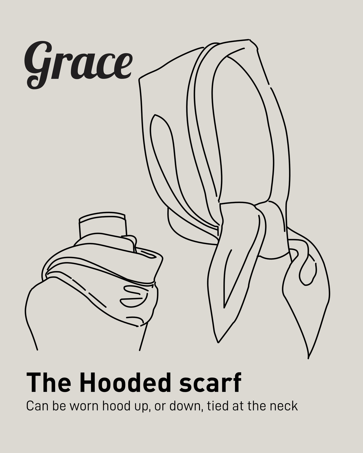 French Navy: Lambswool Hooded Scarf - Grace