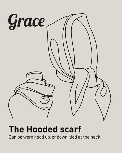 French Navy: Lambswool Hooded Scarf - Grace