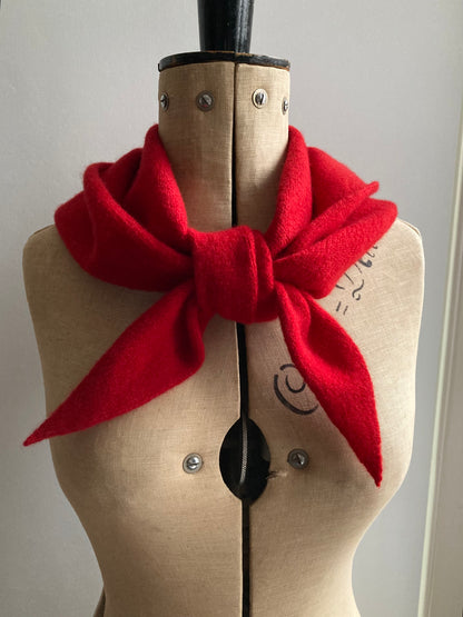 Lipstick Red: Lambswool Hooded Scarf - Grace