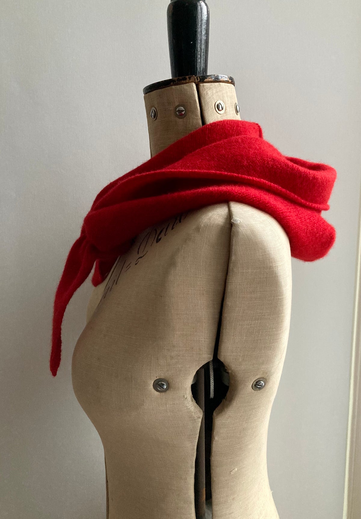 Lipstick Red: Lambswool Hooded Scarf - Grace