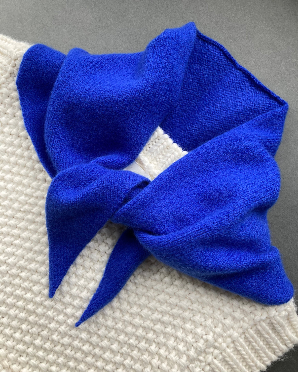 Cobalt Blue: Lambswool Neckerchief Scarf - Ava