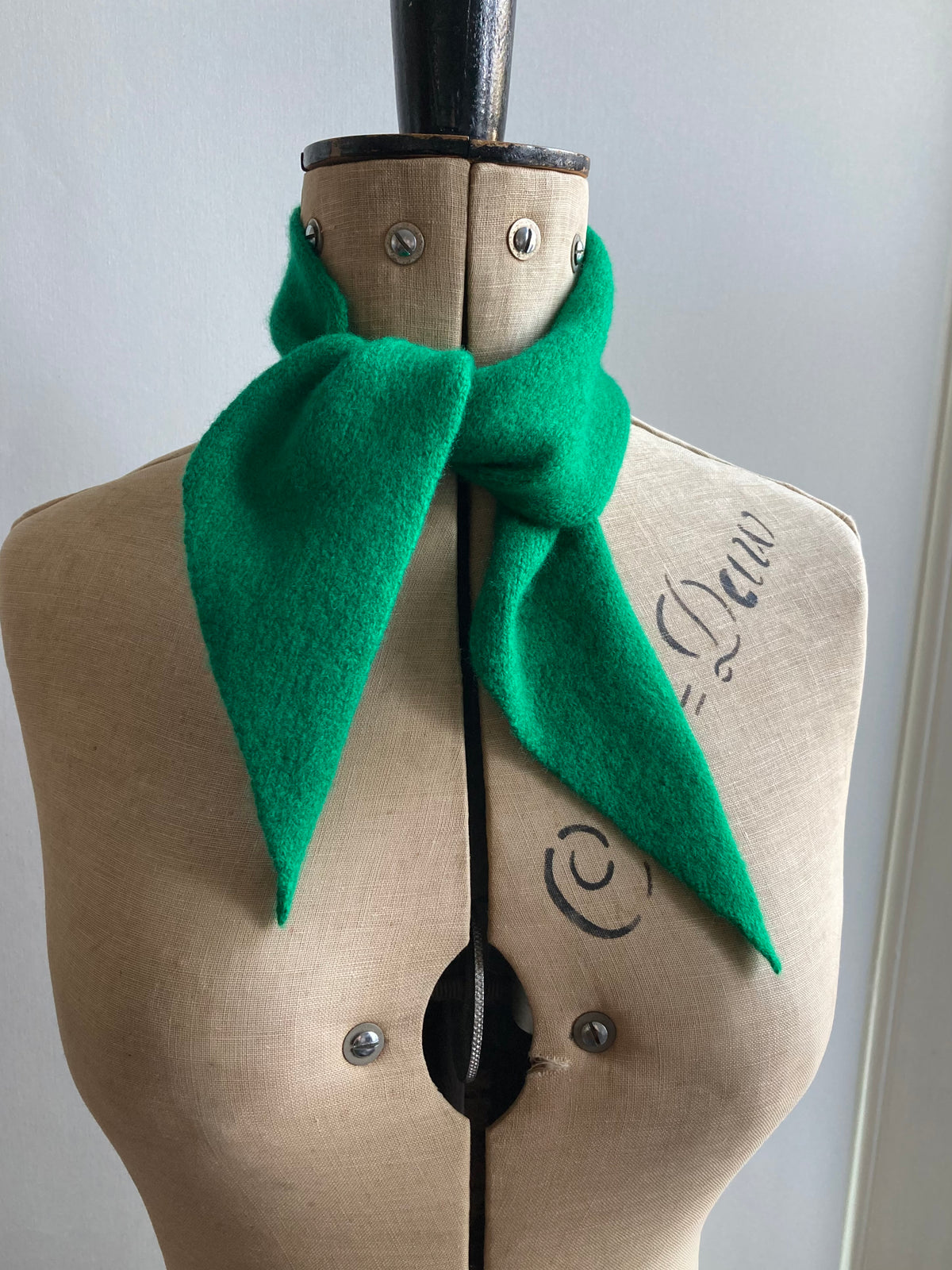 Emerald Green: Lambswool Ribbon Neckerchief Scarf - Lana