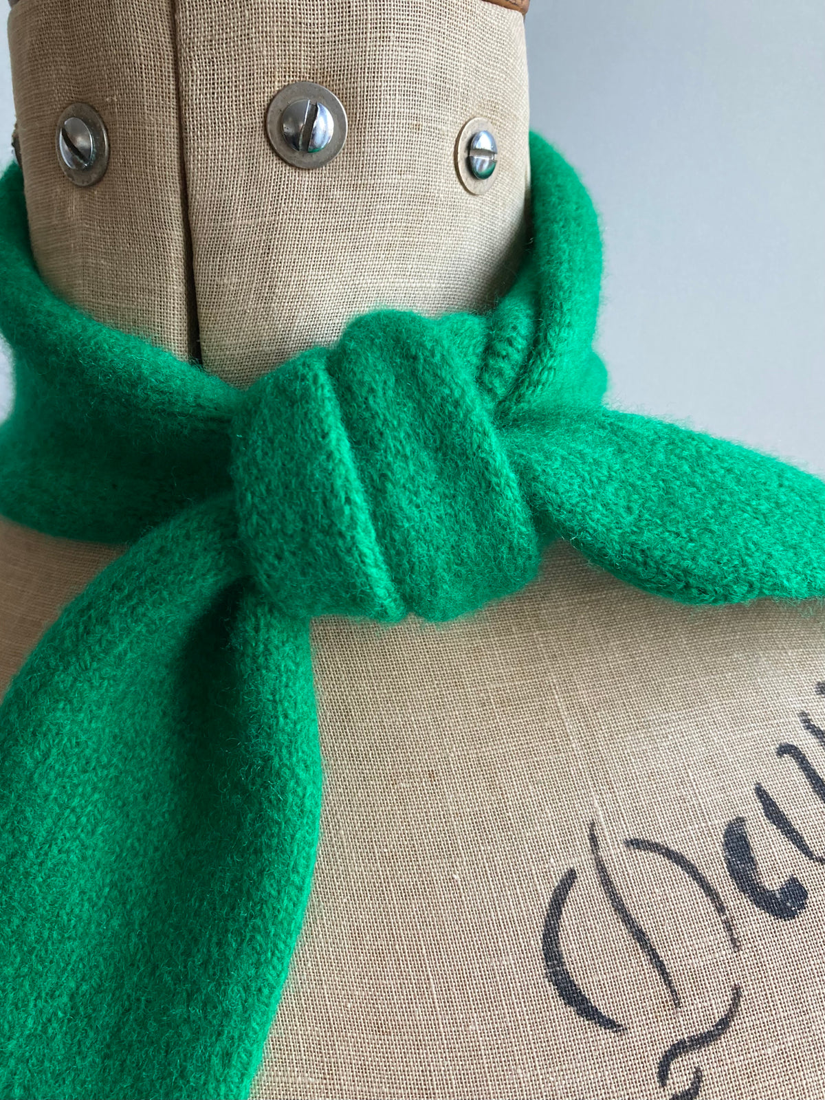 Emerald Green: Lambswool Ribbon Neckerchief Scarf - Lana