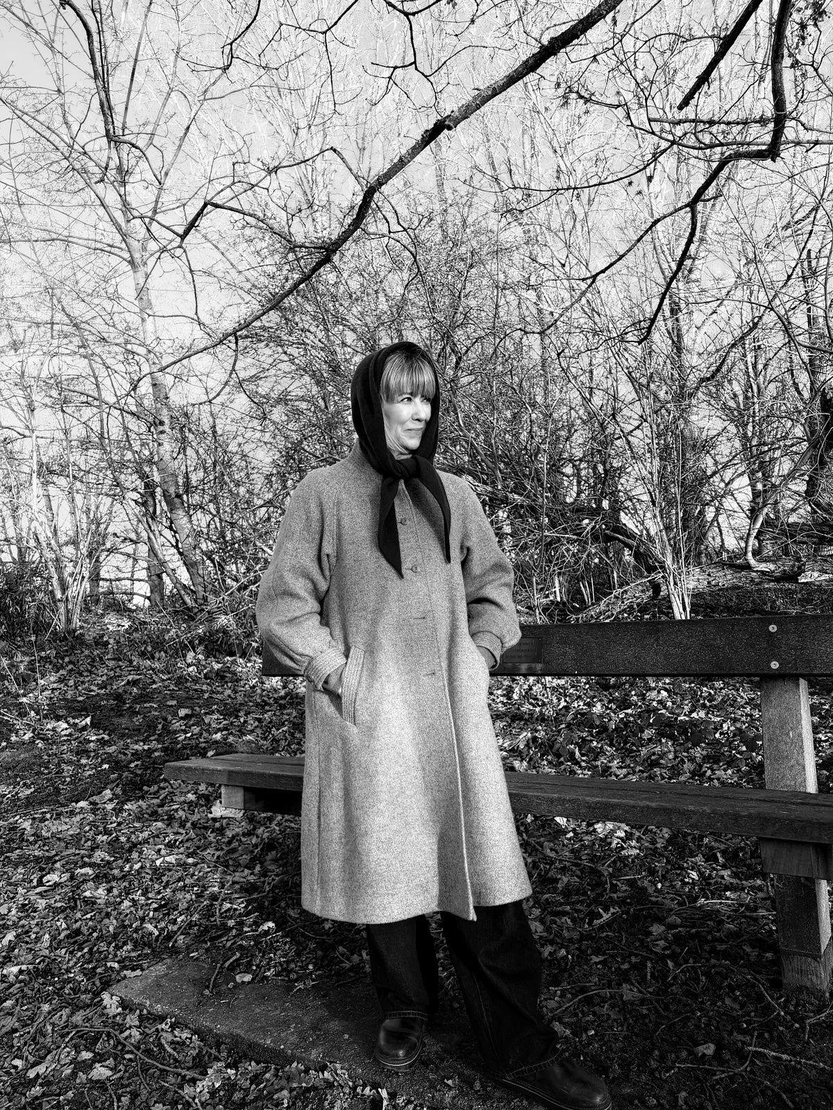 French Navy: Lambswool Hooded Scarf - Grace