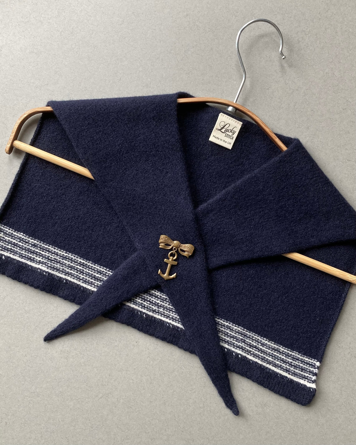 Dark Navy: Lambswool Sailor Neckerchief Scarf - Betty