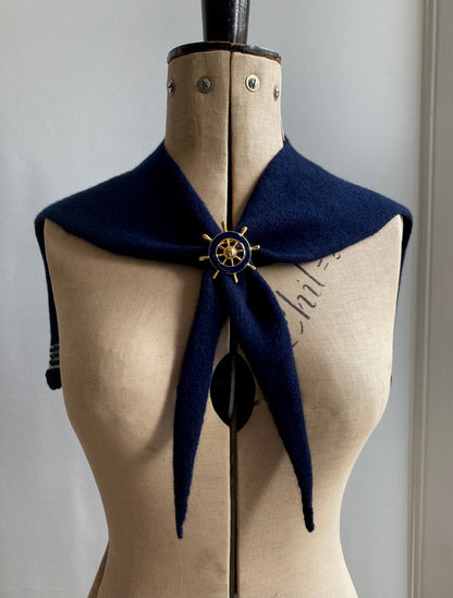 Dark Navy: Lambswool Sailor Neckerchief Scarf - Betty