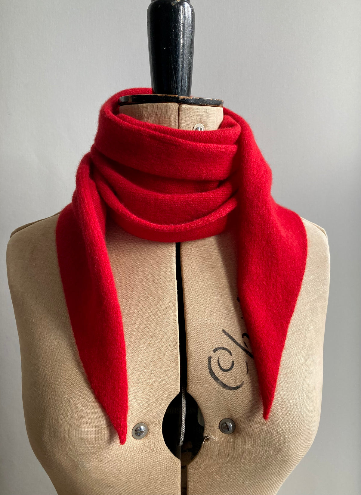 Lipstick Red: Lambswool Larger Neckerchief Scarf - Cary
