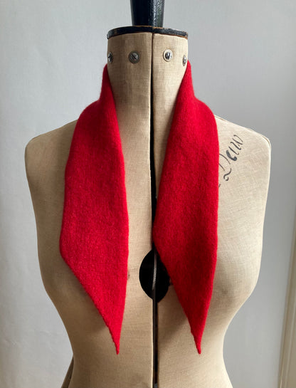 Lipstick Red: Lambswool Ribbon Neckerchief Scarf - Lana