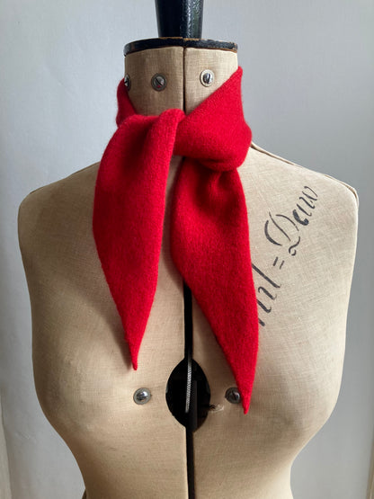Lipstick Red: Lambswool Ribbon Neckerchief Scarf - Lana