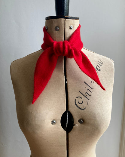 Lipstick Red: Lambswool Ribbon Neckerchief Scarf - Lana
