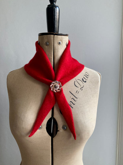 Lipstick Red: Lambswool Mini Bandana Scarf - Etta