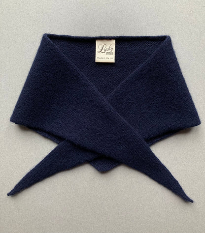 Dark Navy: Lambswool Mini Bandana Scarf - Etta