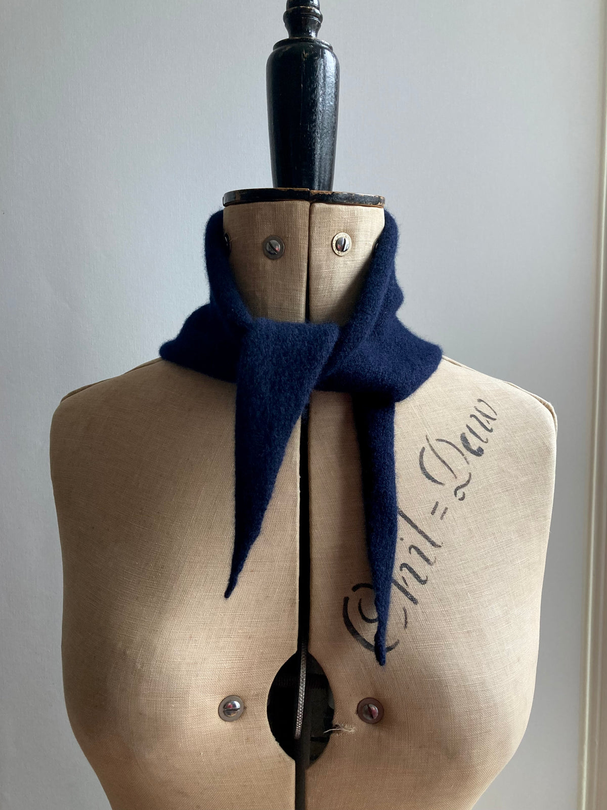 Dark Navy: Lambswool Mini Bandana Scarf - Etta