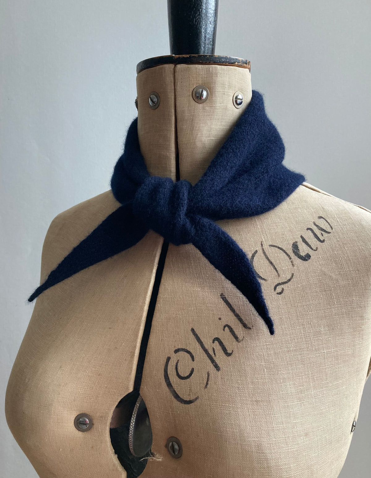 Dark Navy: Lambswool Mini Bandana Scarf - Etta