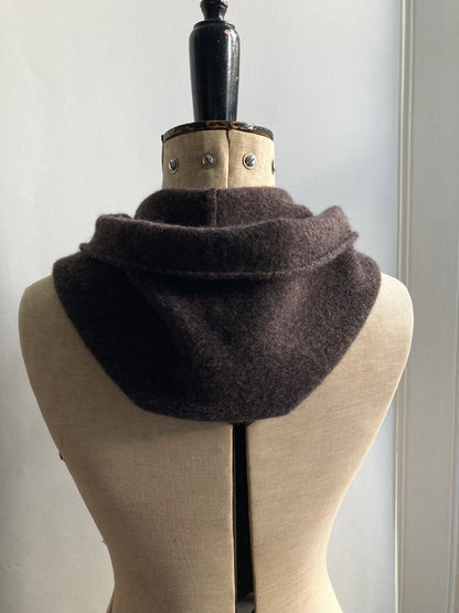 Bitter Chocolate: Lambswool Hooded Scarf - Grace