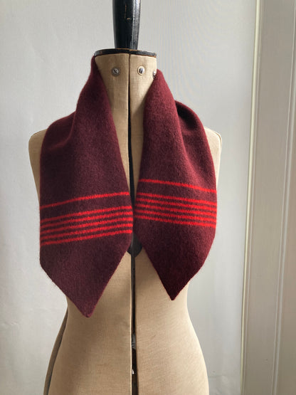 Conker & Scarlet Stripe: Lambswool Neck-Tie Scarf - Audrey