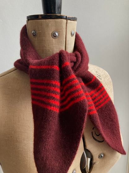 Conker & Scarlet Stripe: Lambswool Neck-Tie Scarf - Audrey