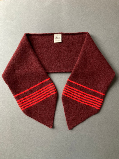 Conker & Scarlet Stripe: Lambswool Neck-Tie Scarf - Audrey