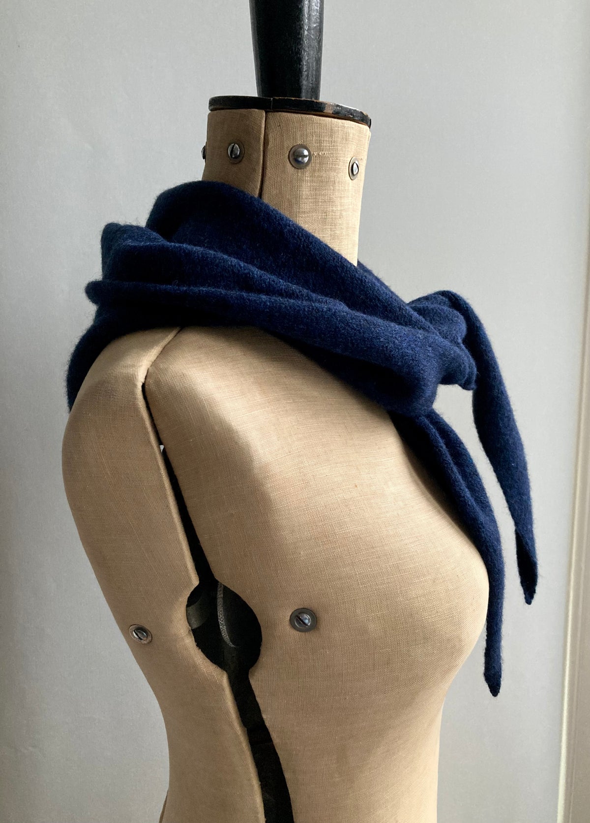 French Navy: Lambswool Hooded Scarf - Grace
