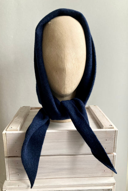 French Navy: Lambswool Hooded Scarf - Grace