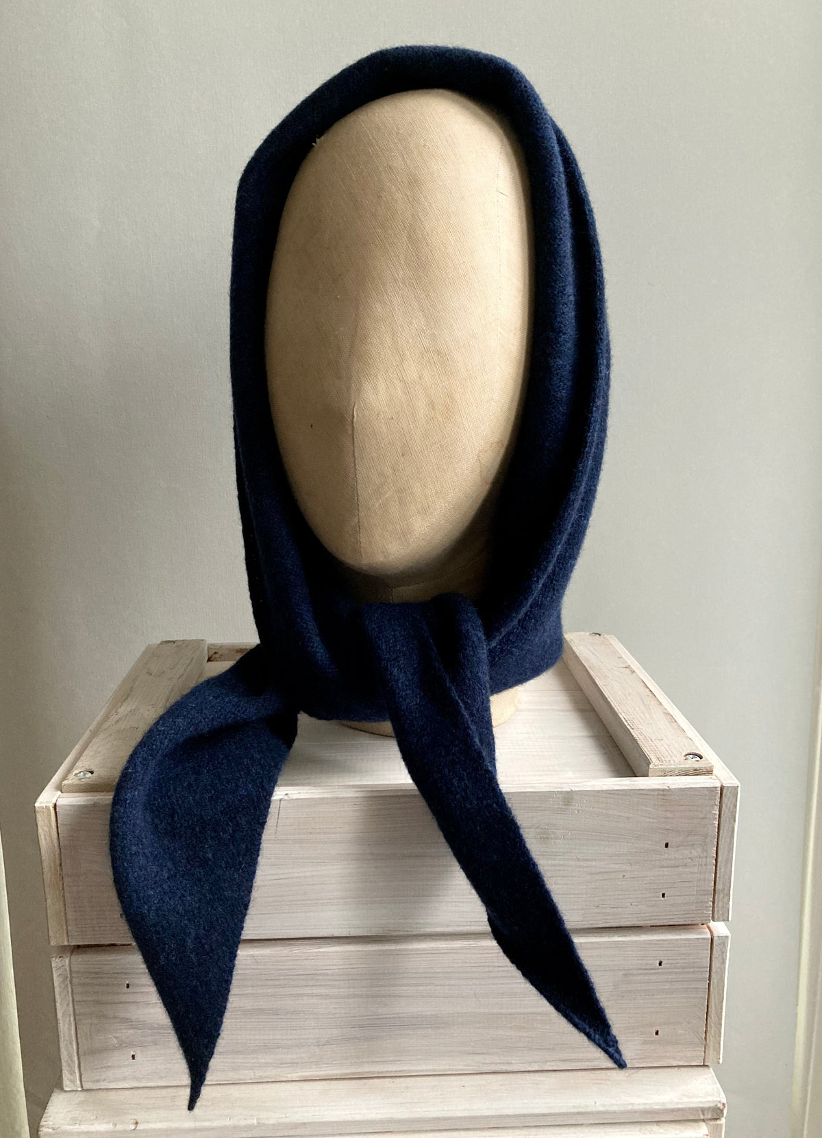 French Navy: Lambswool Hooded Scarf - Grace