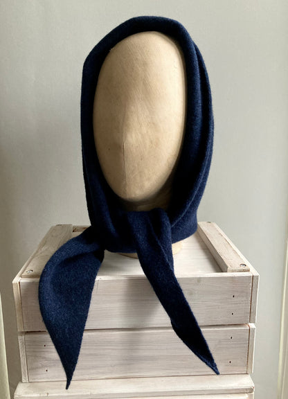 French Navy: Lambswool Hooded Scarf - Grace