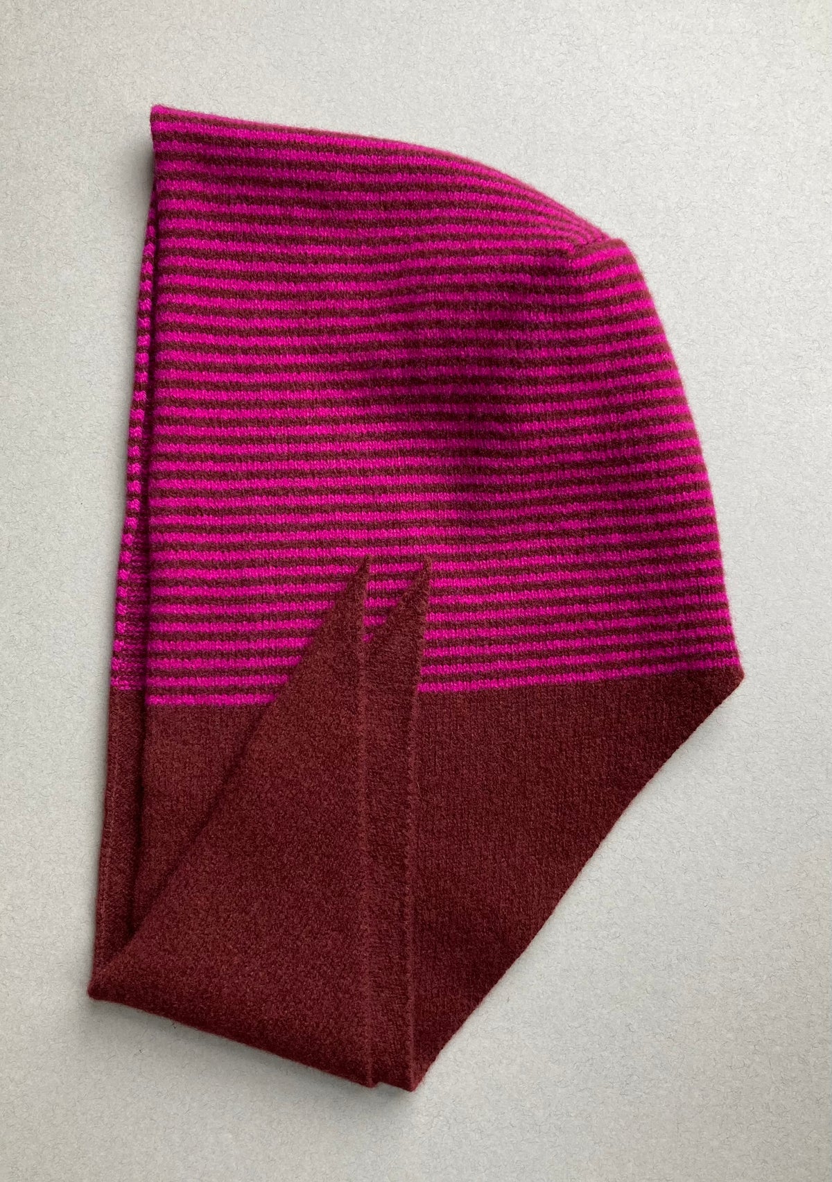 Conker & Magenta Stripe: Lambswool Hooded Scarf - Grace