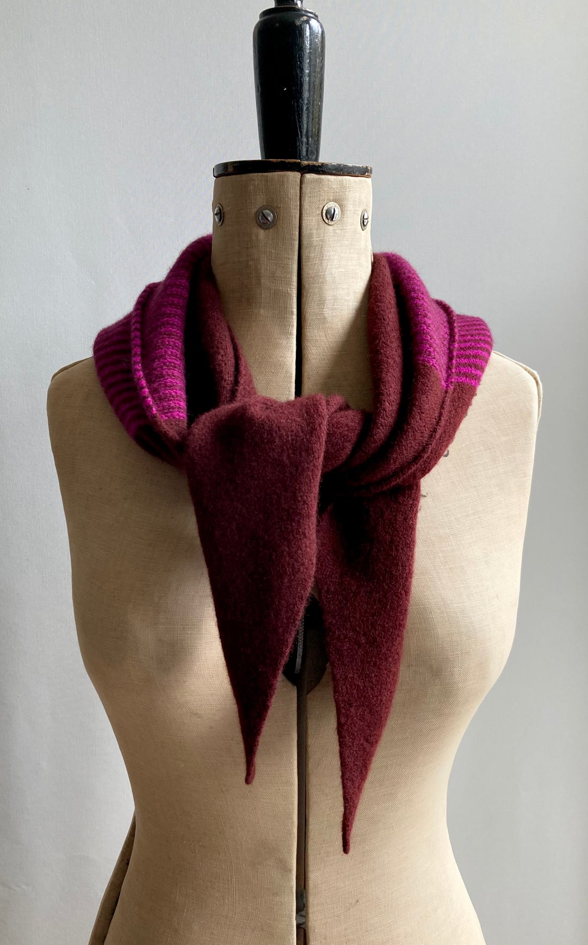 Conker & Magenta Stripe: Lambswool Hooded Scarf - Grace