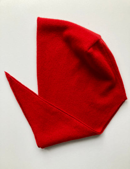 Lipstick Red: Lambswool Hooded Scarf - Grace