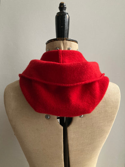 Lipstick Red: Lambswool Hooded Scarf - Grace