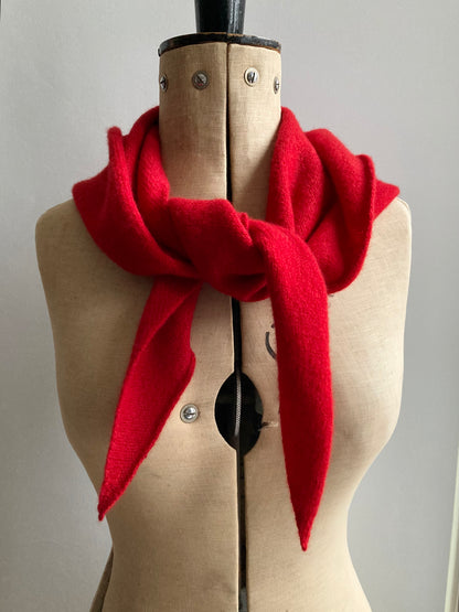 Lipstick Red: Lambswool Hooded Scarf - Grace